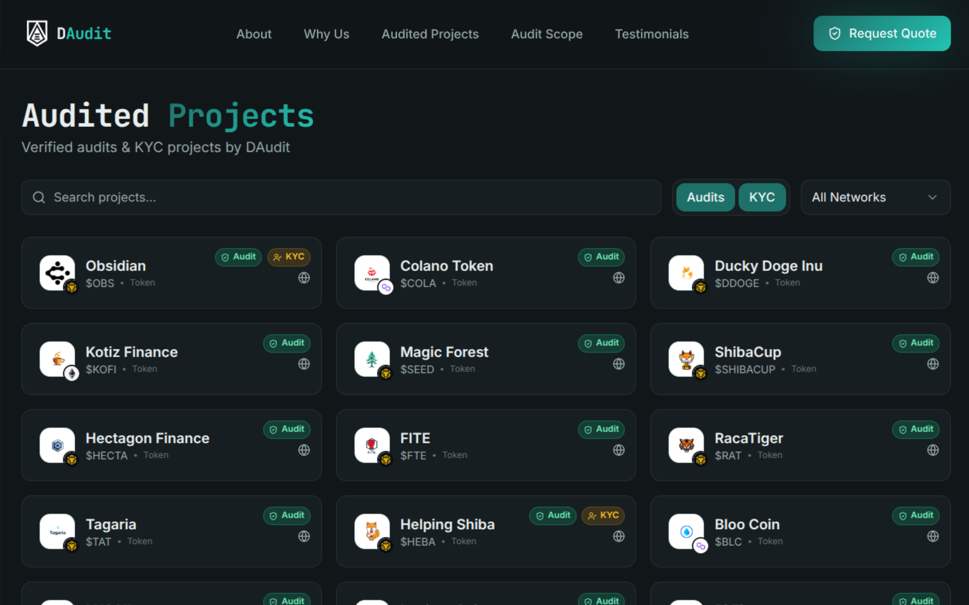 DAudit — audited projects list