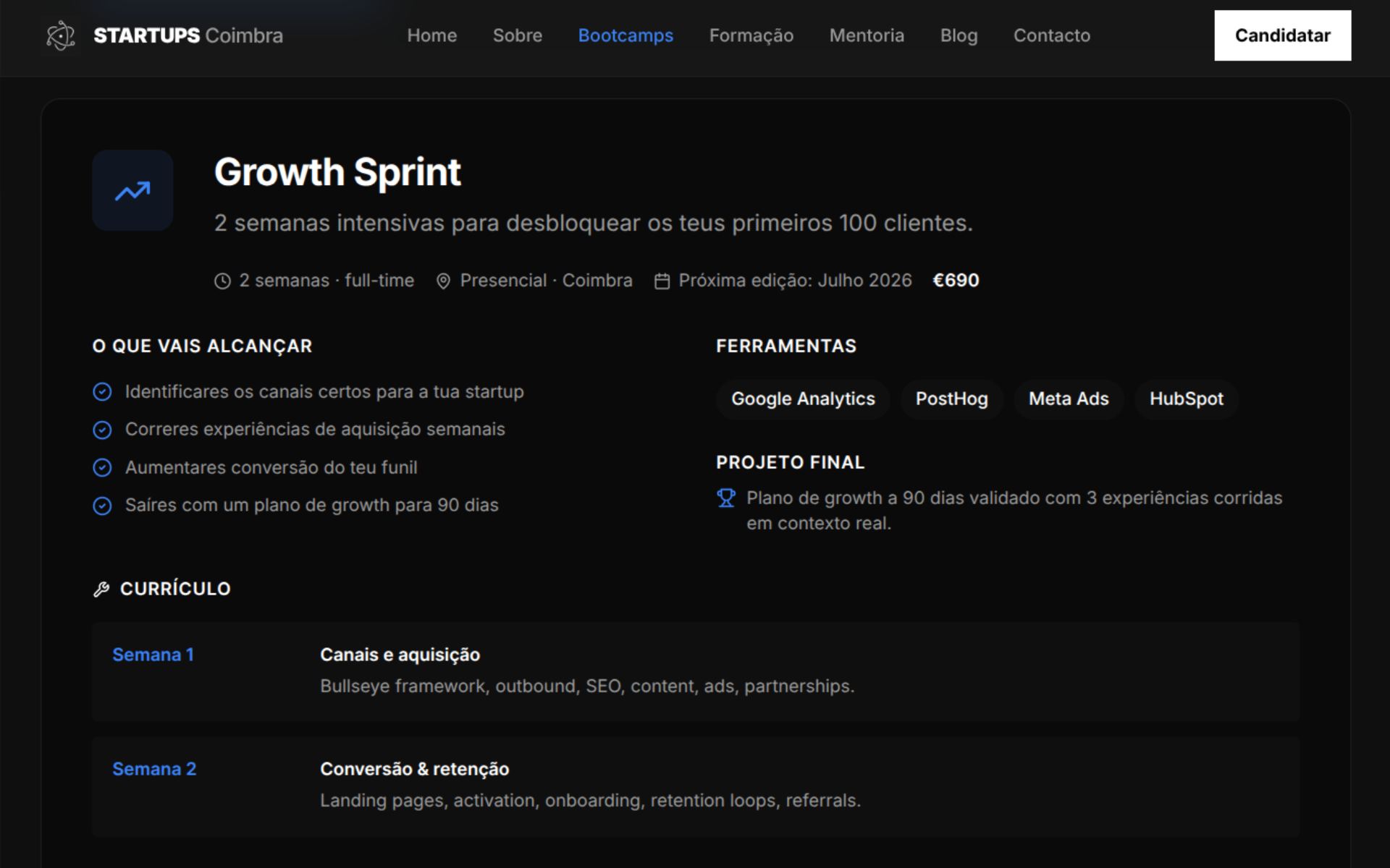 Startups Coimbra — Growth Sprint bootcamp