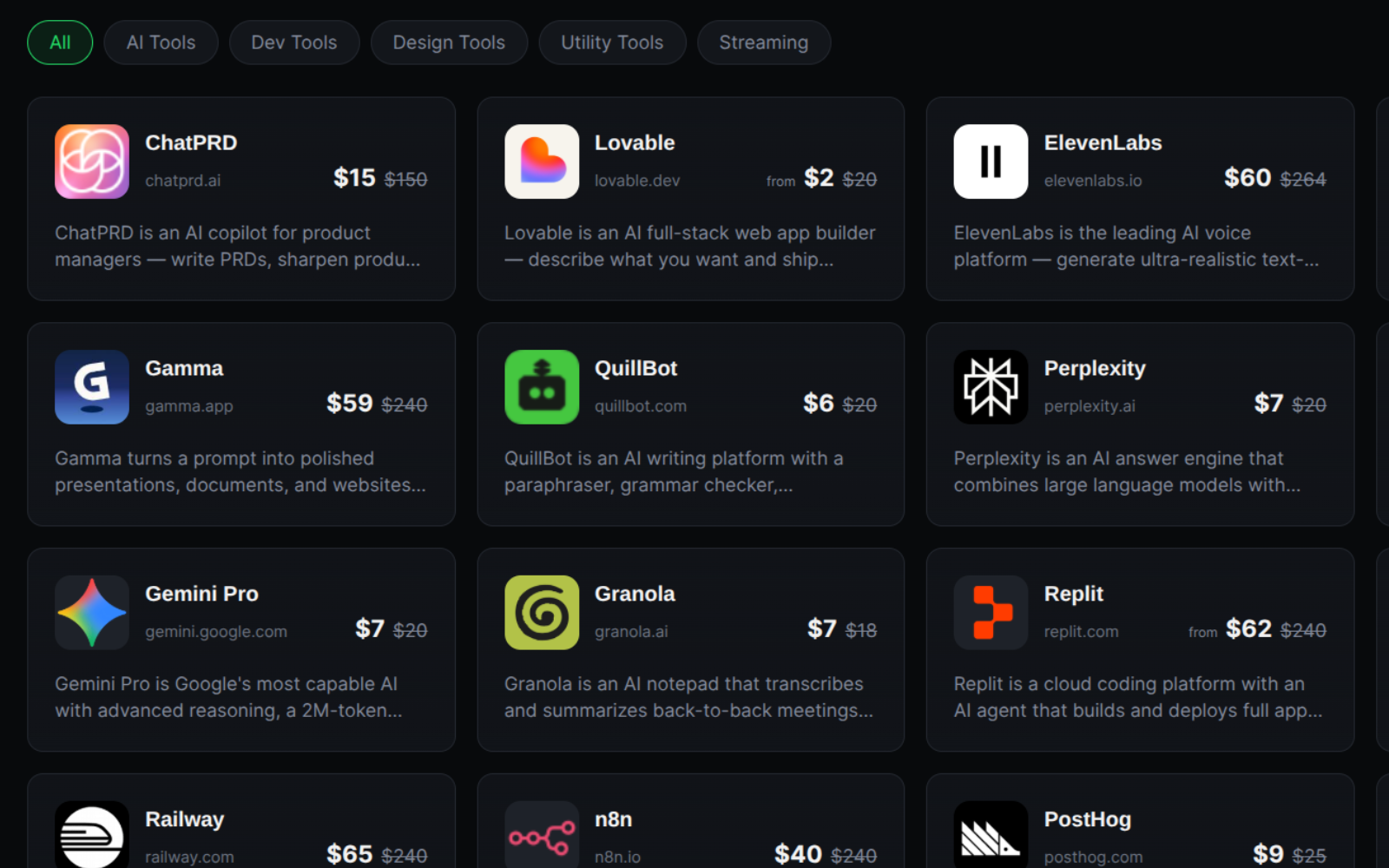 SaaS Discount Codes — catalog