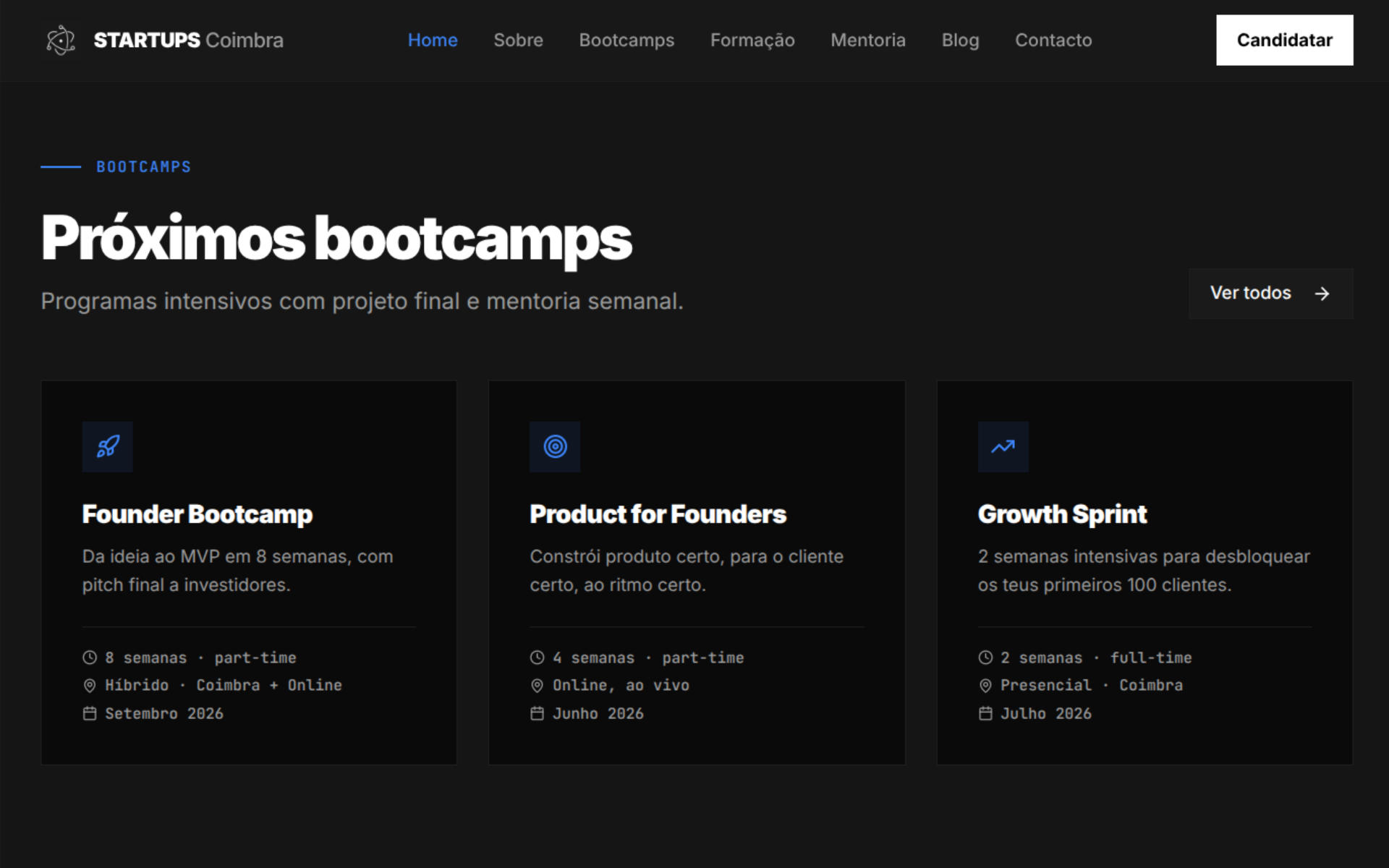 Startups Coimbra — upcoming bootcamps